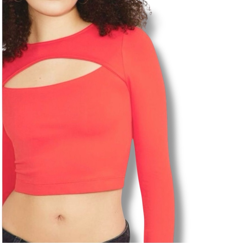 Cycle House By Marika Dubarry Ribbed Long Sleeve Keyhole Active Crop Top Large